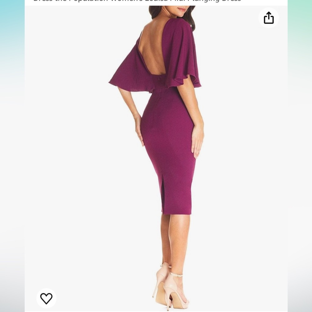Dress The Population Louisa Butterfly Sleeve Cocktail Dress Sheath NWT - Picture 3 of 8